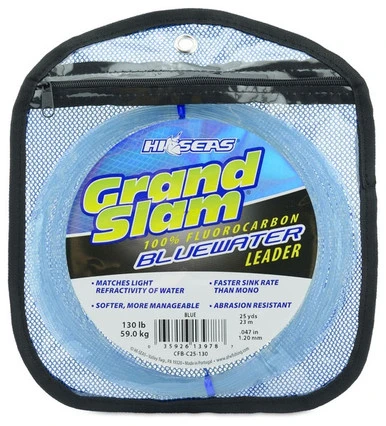 Hi-Seas Grand Slam Bluewater Fluorocarbon Leader 130lb 25yd Coil Blue 3 Hi-Seas Grand Slam Bluewater Fluorocarbon Leader 130lb 25yd Coil Blue